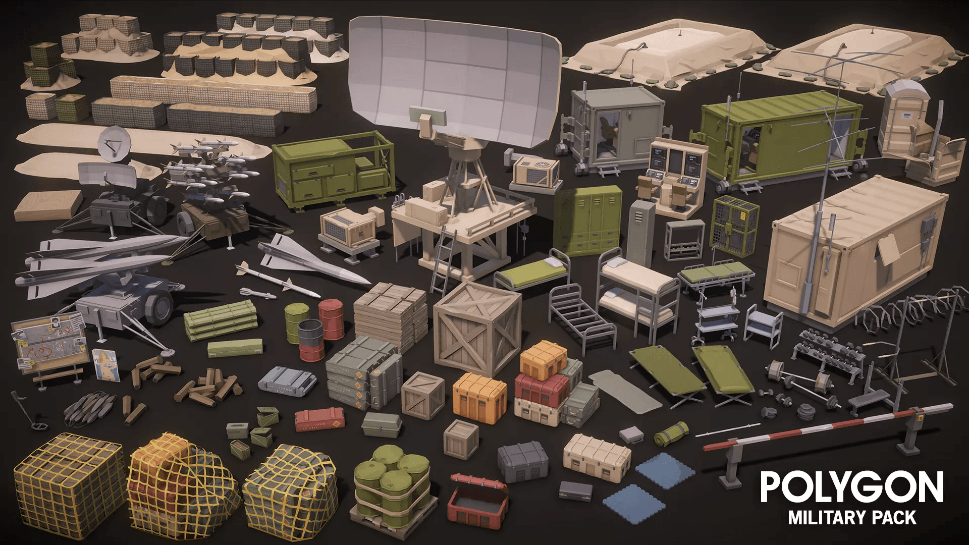 Low Poly Military Pack Equipment and Assets