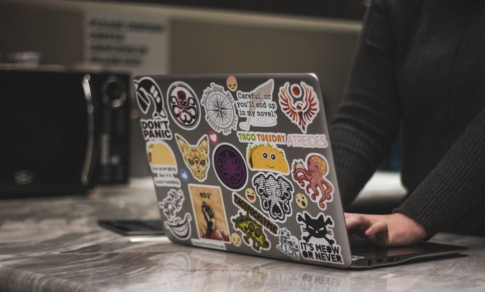 Stickers on a laptop